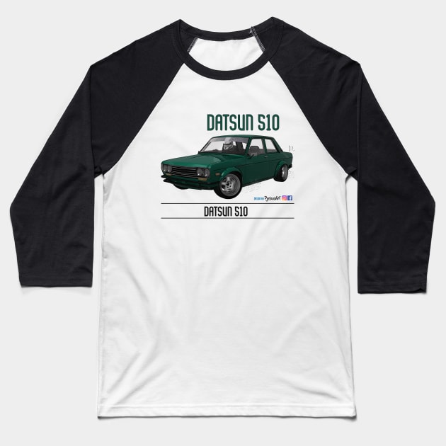 Datsun 510 Green Gas Baseball T-Shirt by PjesusArt